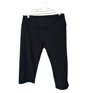 Victorias Secret Sport Womens Capri Leggings L Black  Knockout Bold Logo Preppy
